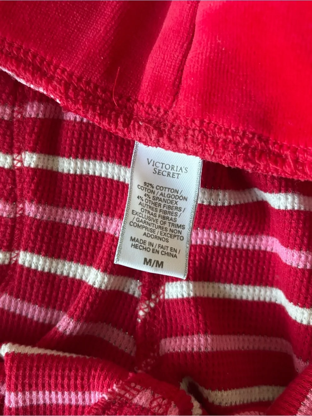 Victoria's Secret Red, Pink, and White Striped Long-Sleeve Pajama Set - Picture 9 of 9